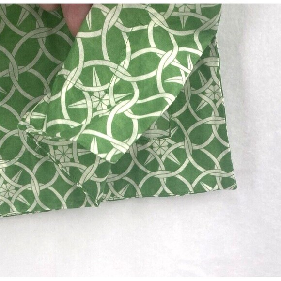 Vineyard Vines Womens Blouse XS Preppy Green Print Blue Cotton Silk Tunic Top - Picture 3 of 5